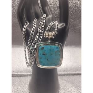 Turquoise and 925 Silver Necklace 55Grams Silver 2.2lb Tot WT